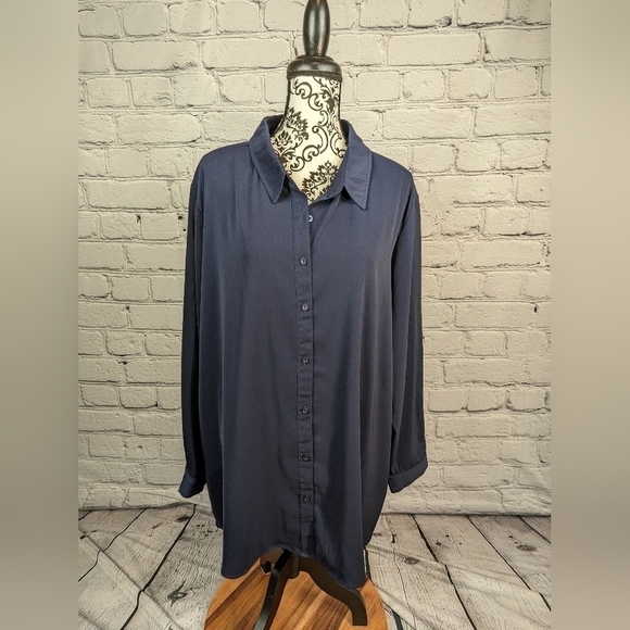 Susan Graver women's long Sleeve Button Front plus Size 2x career top B3 - Picture 1 of 10